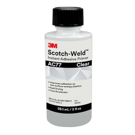 3M Scotch-Weld Instant Adhesive Primer Ac77, Clear, 2 Fl Oz Bottle 7100039260